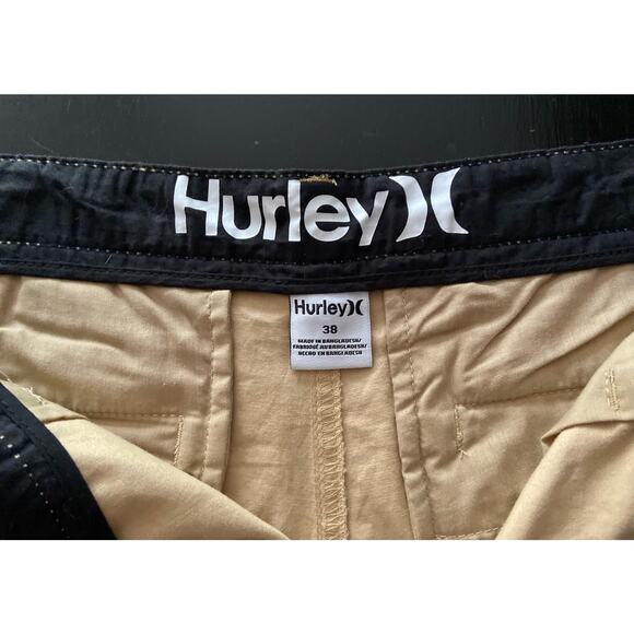 HURLEY Tan Lightweight Cotton Flat Front Shorts sz 38 - Picture 5 of 13